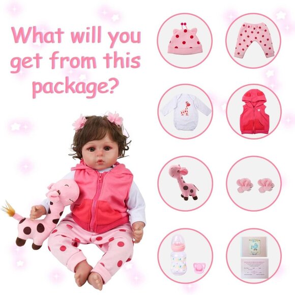 🆕18inch Soft Cloth Body Newborn Baby Poseable Limbs Bella Doll Baby Girl - Picture 8 of 8